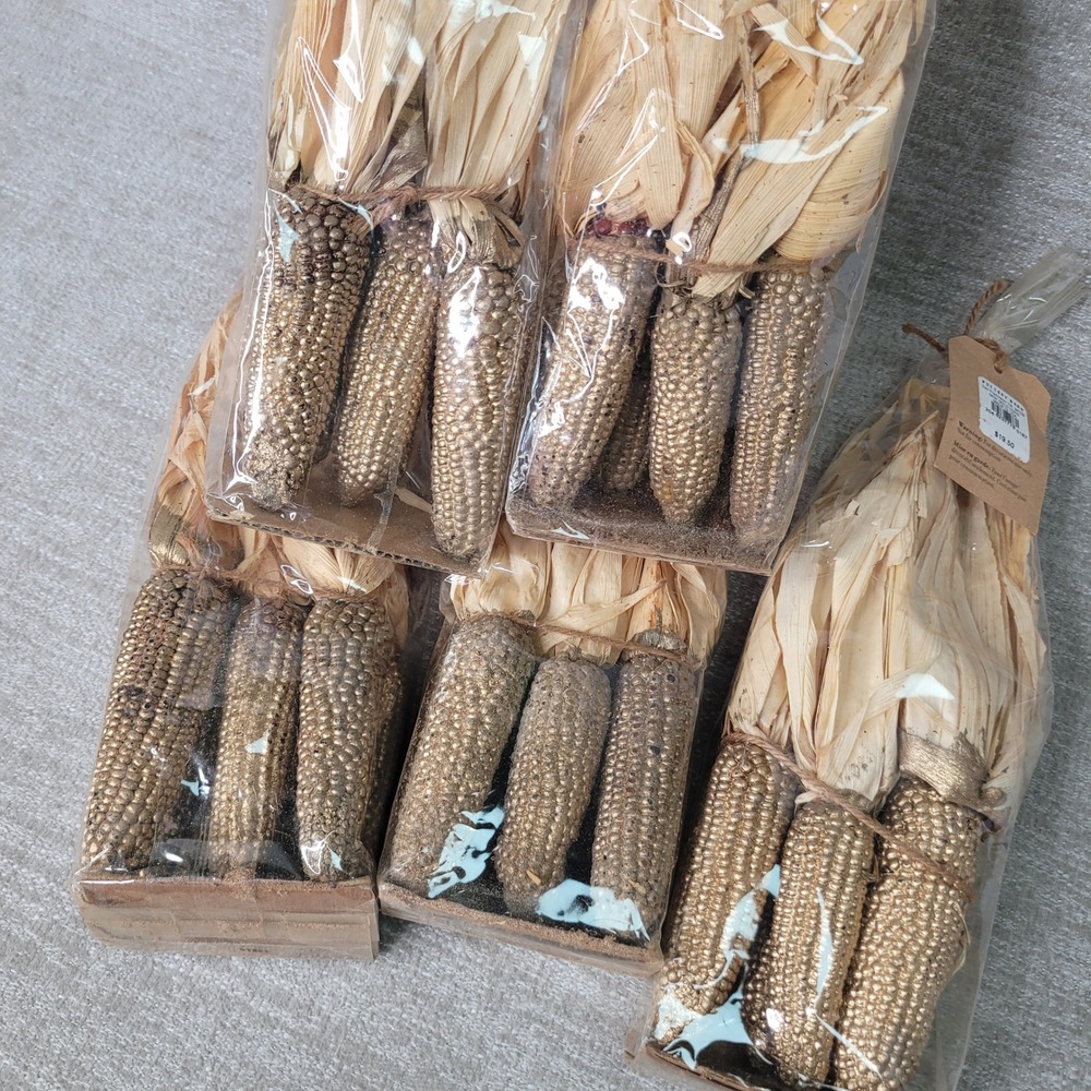 5 Pottery Barn Gilded Mini Corn Vase Filler Gold Autumn Harvest Decor RARE Stock - Picture 14 of 15